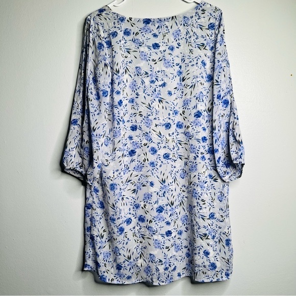 Lulus Shifting Dears Light Blue Floral Chiffon Shift Dress | Size M | Boho Mini - Picture 3 of 6